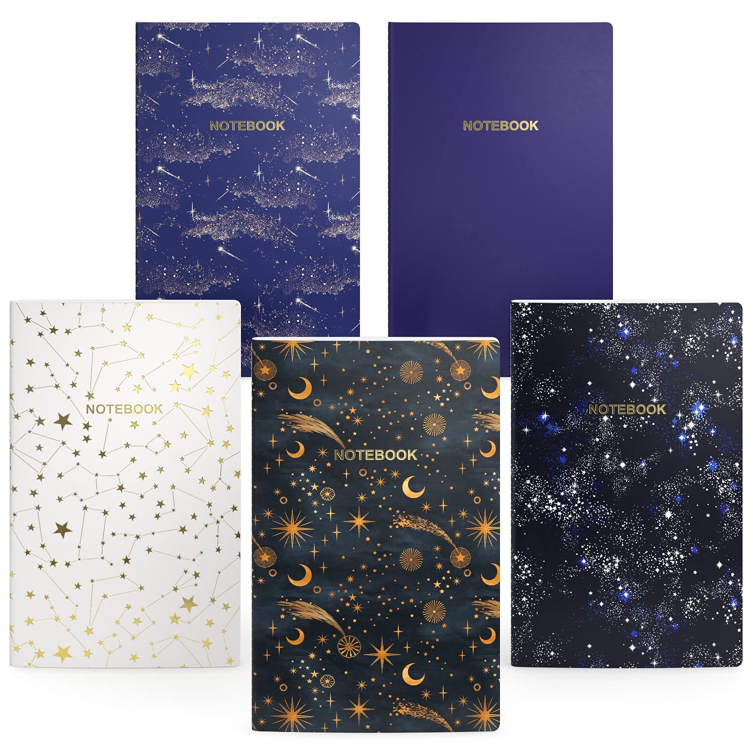 ARTEZA Pocket Notebooks, 5 x 8 Inches, Set of 5, 40 Sheets 5 Pack, White