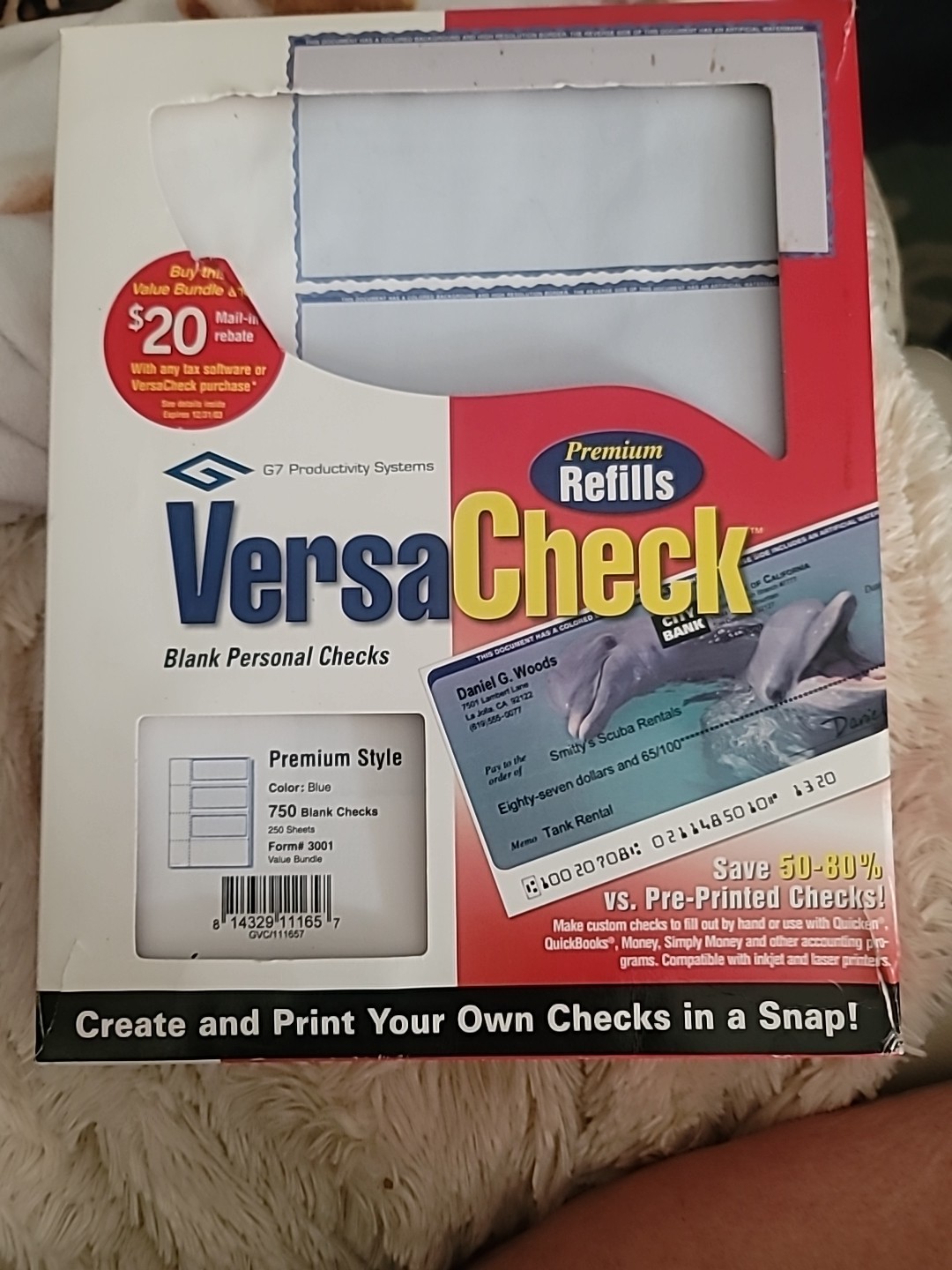 Vintage Versa, check blank personal checks, premium refill 750 Open Box.