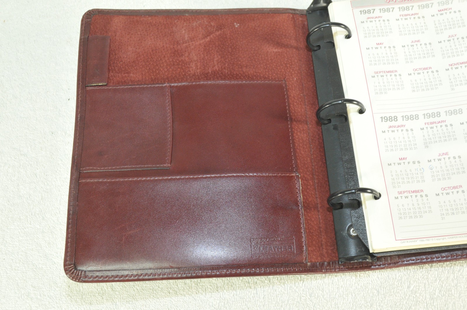 Harper House Genuine Leather 3-Ring Planner Binder Burgundy