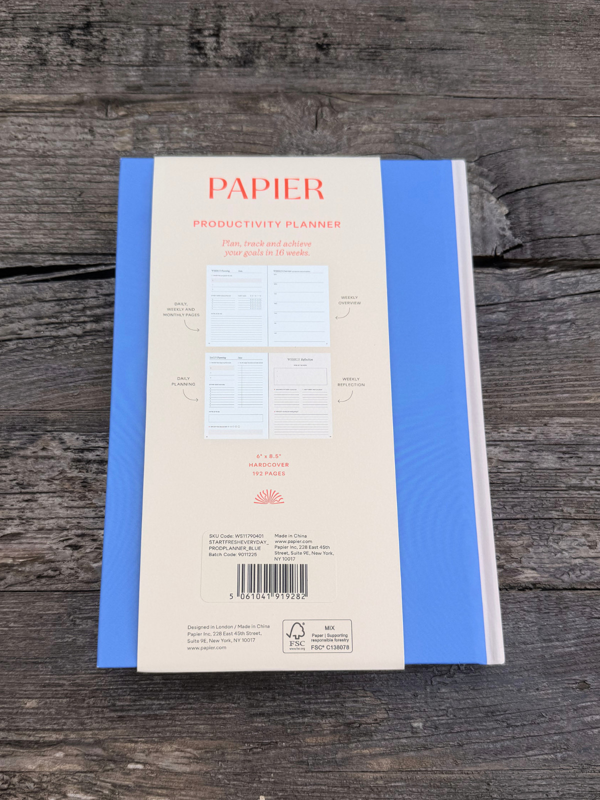NEW Blue & Cream Papier “Start Fresh Everyday” 16 Week Productivity Planner