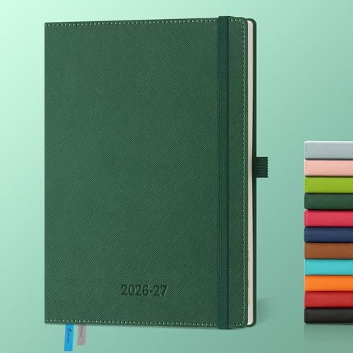 2026-2027 Weekly Monthly Planner 18-Month Agenda Organizer Vegan Leather Green