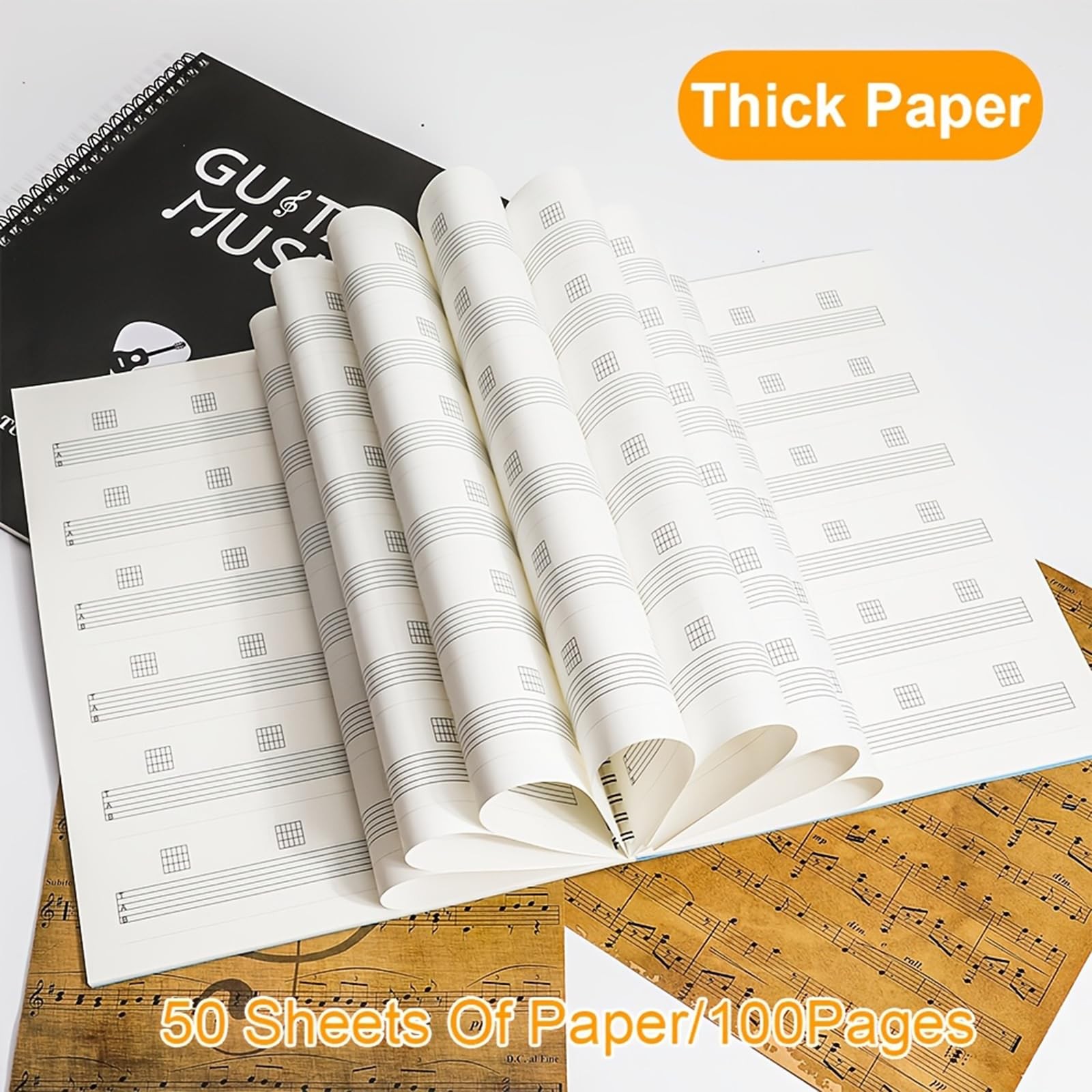 HETOETF Guitar Tablature Notebook, Blank Sheet Music Tab Notebook