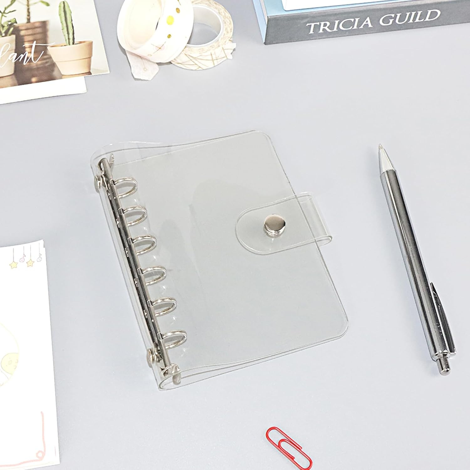 Natsumebasics A7 Binder 6 Ring Budget Binder Clear PVC Planner Cover Notebook Sh