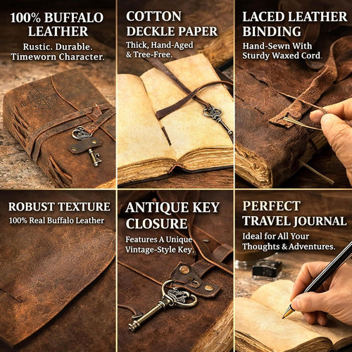 cuero Compass Vintage Leather Journal Antique 4 Inch X 6 Inch, Brown