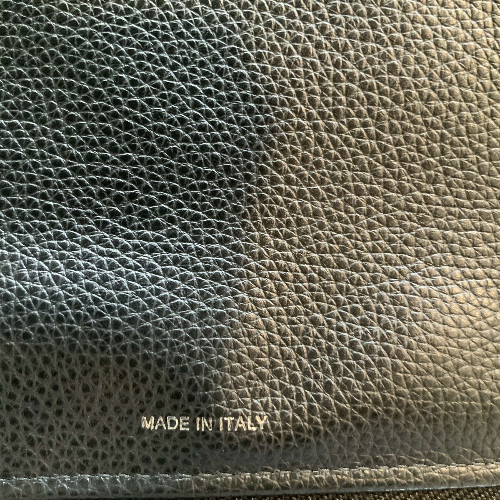 Pineider Black Leather Italy iPad Folder Zip Around Holder
