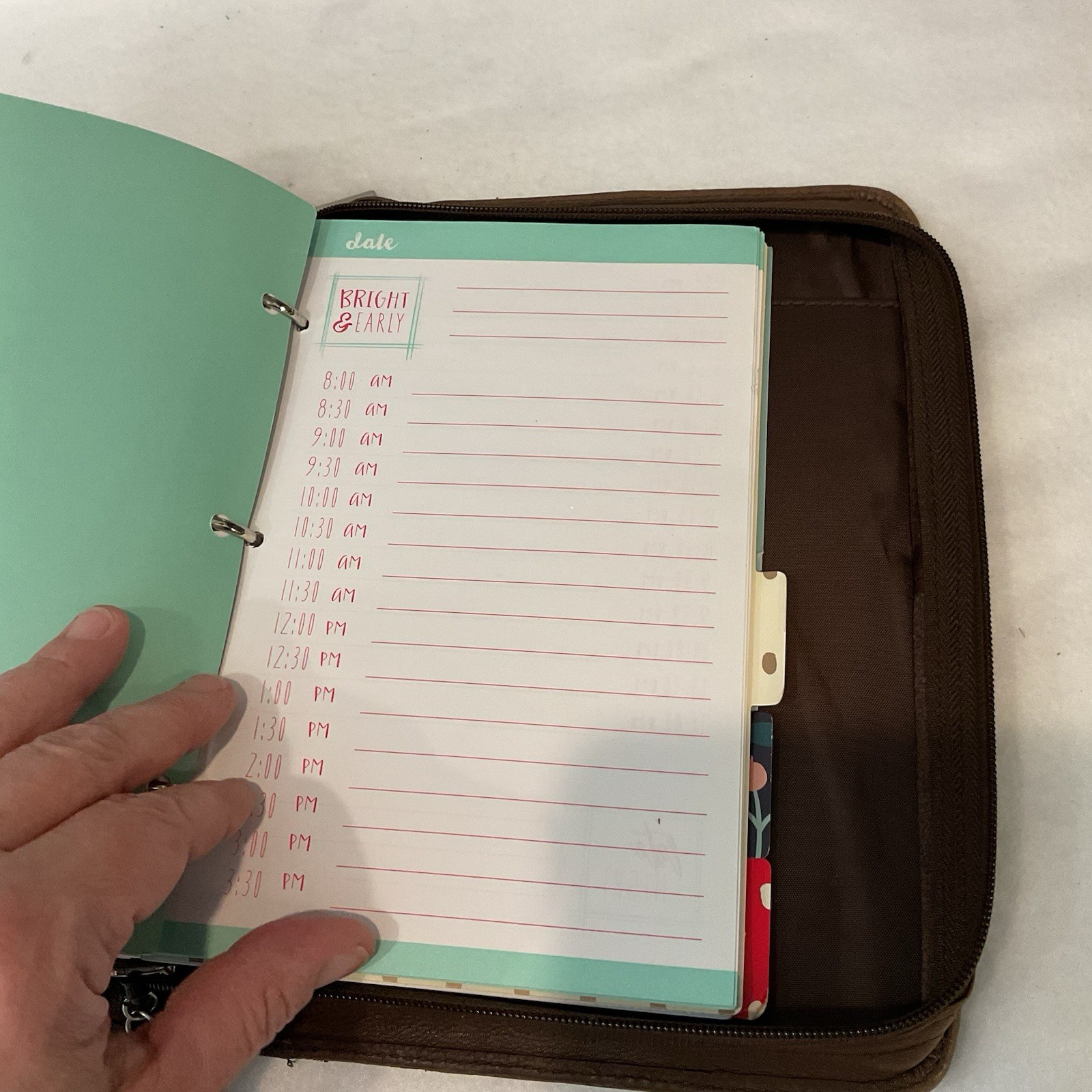Tannery West Genuine Leather Zip Around Planner Organizer Binder Brown 3 Ring