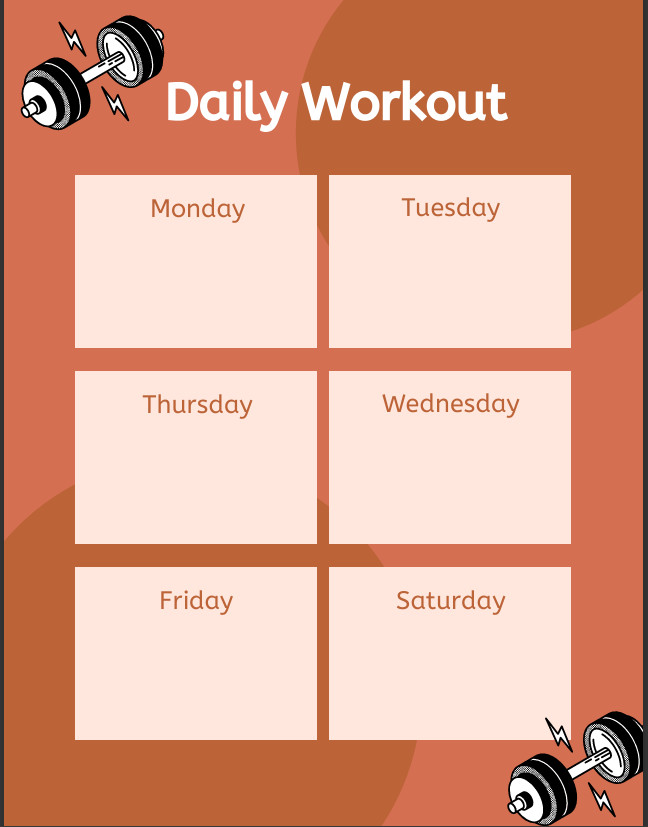 6 days workout plan Planner PDF Digital Printable – Digital File
