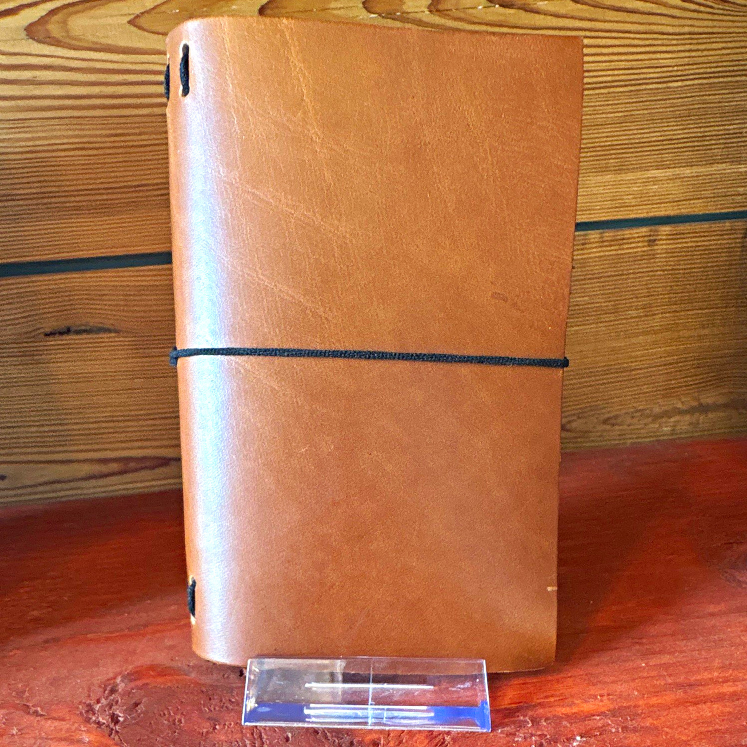Leather Traveler Notebook w/ Elastic Band Closure Handmade Refillable Brown