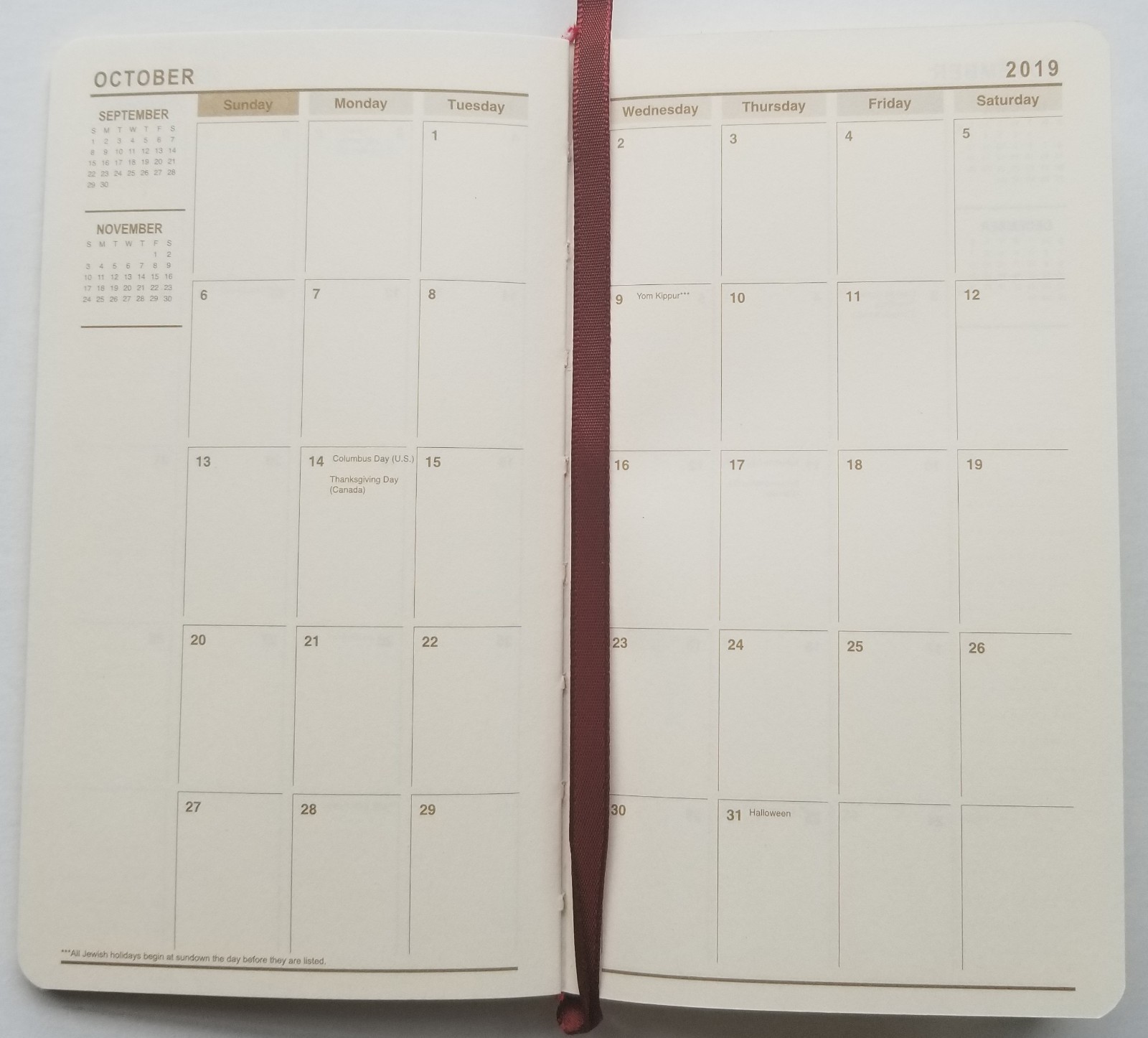 2019 Monthly Agenda,Diary & Address book with magnetic snap closure 4 in x 7 in