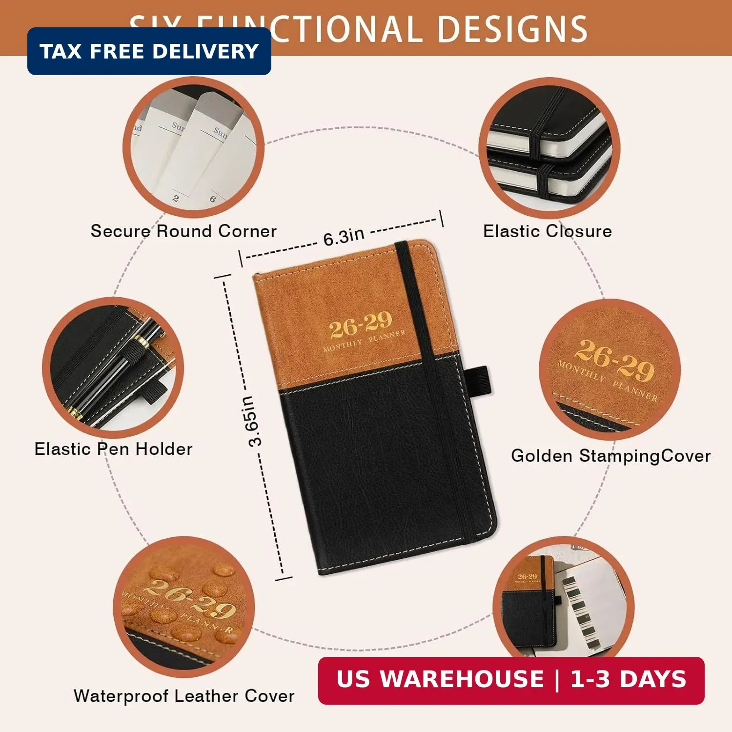 2026-2029 Pocket Calendar/Planner – 3 Year Monthly Pocket Calendar 2026-2029, fr