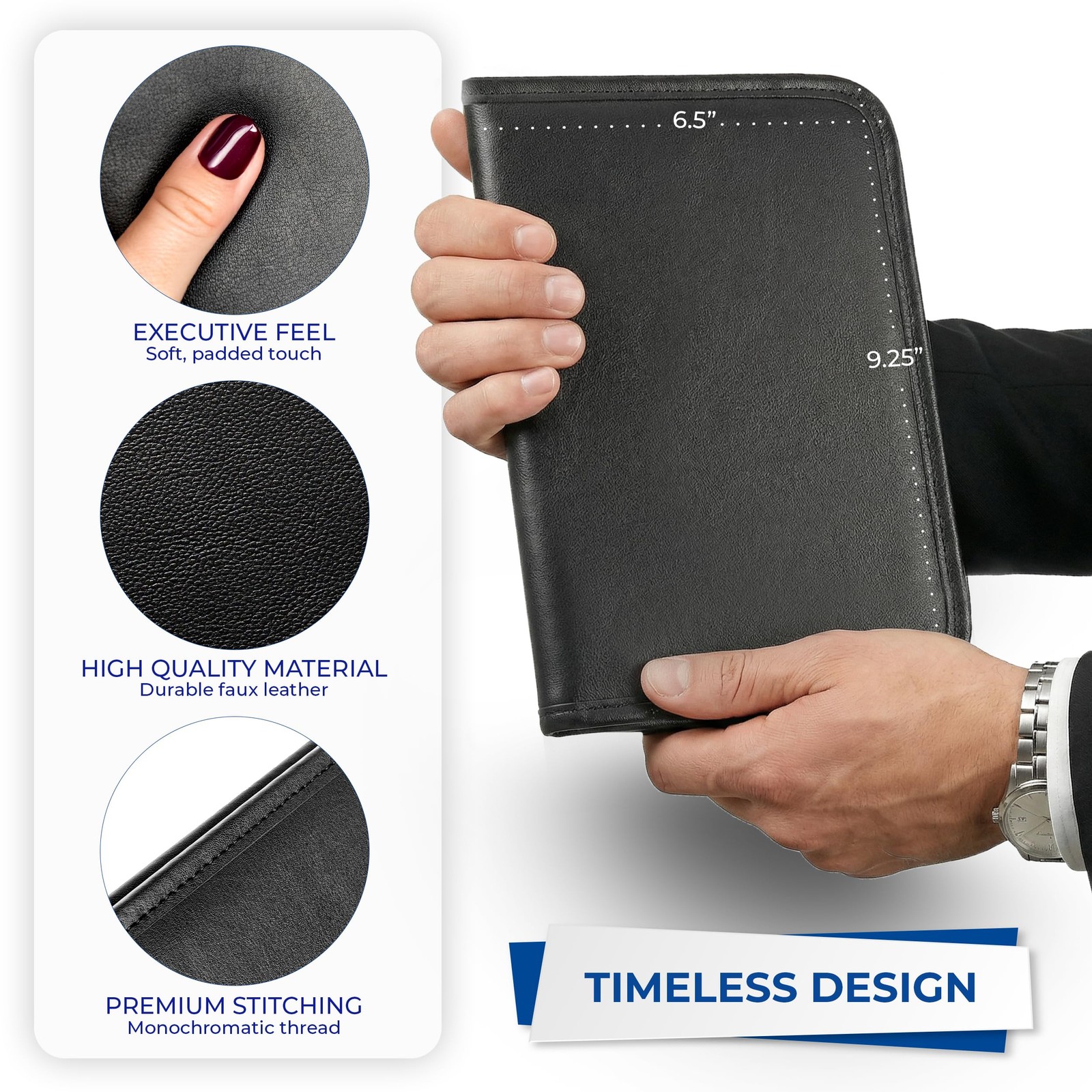 Professional Padfolio, Faux-Leather Mini Portfolio, with 5 x 8 Writing Pad, B