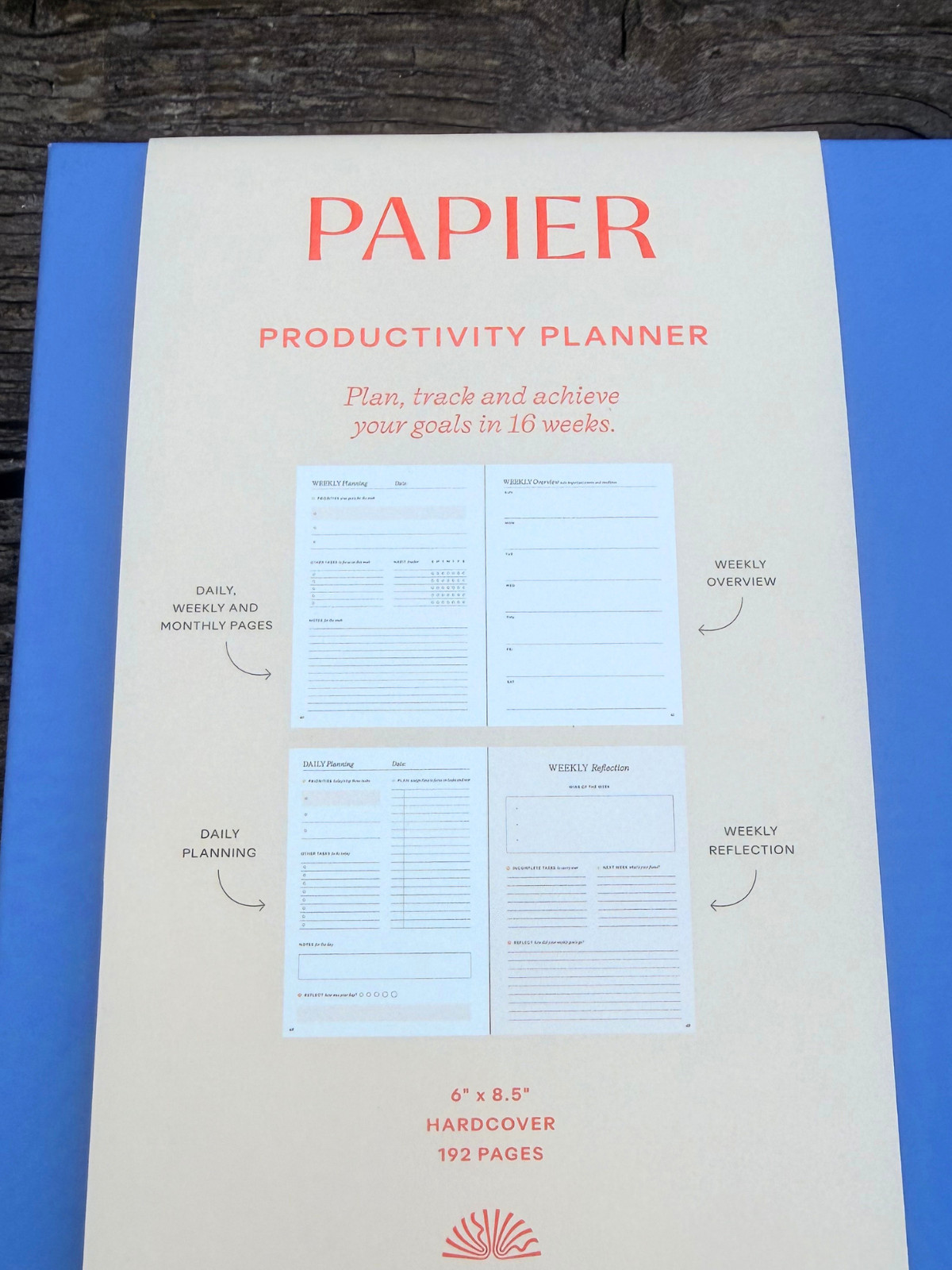 NEW Blue & Cream Papier “Start Fresh Everyday” 16 Week Productivity Planner