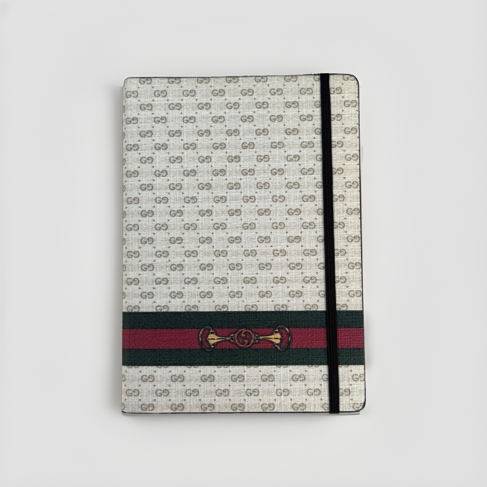 Gucci Notebook with Web and Horsebit in Ivory and Brown mini GG NEW NO BOX/TAGS