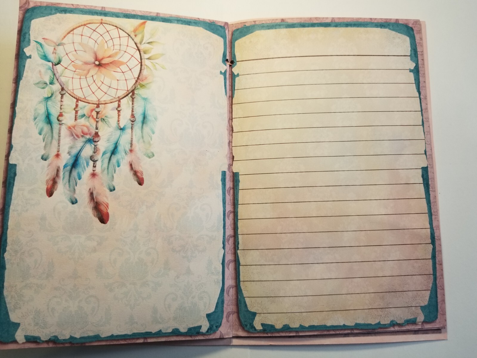 Junk Journal Blank Booklet “DREAMER” Dreamcatcher, Pastel LG 8.5″x5.5 ” 40pgs