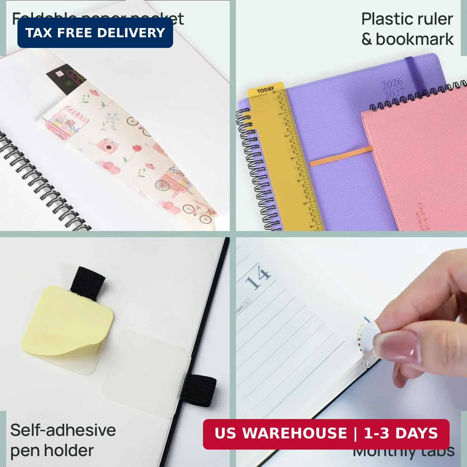 POPRUN 2026-2027 Academic Weekly Planner, 6.75″ x 8.75″ Horizontal Daily Book Ca