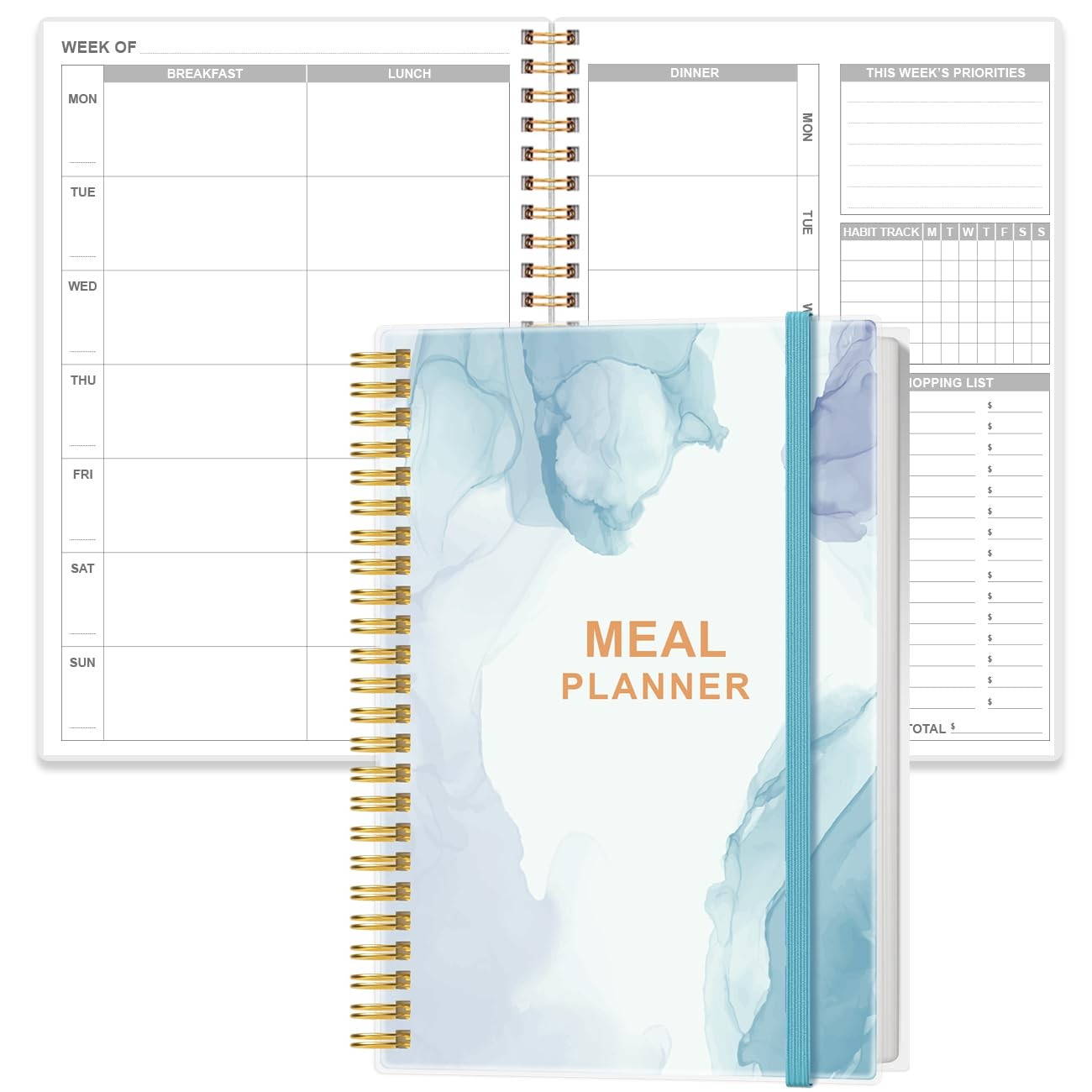 Weekly Meal Planner Notebook,A5 Weekly & Daily Meal Prep Journal with Shoppin…