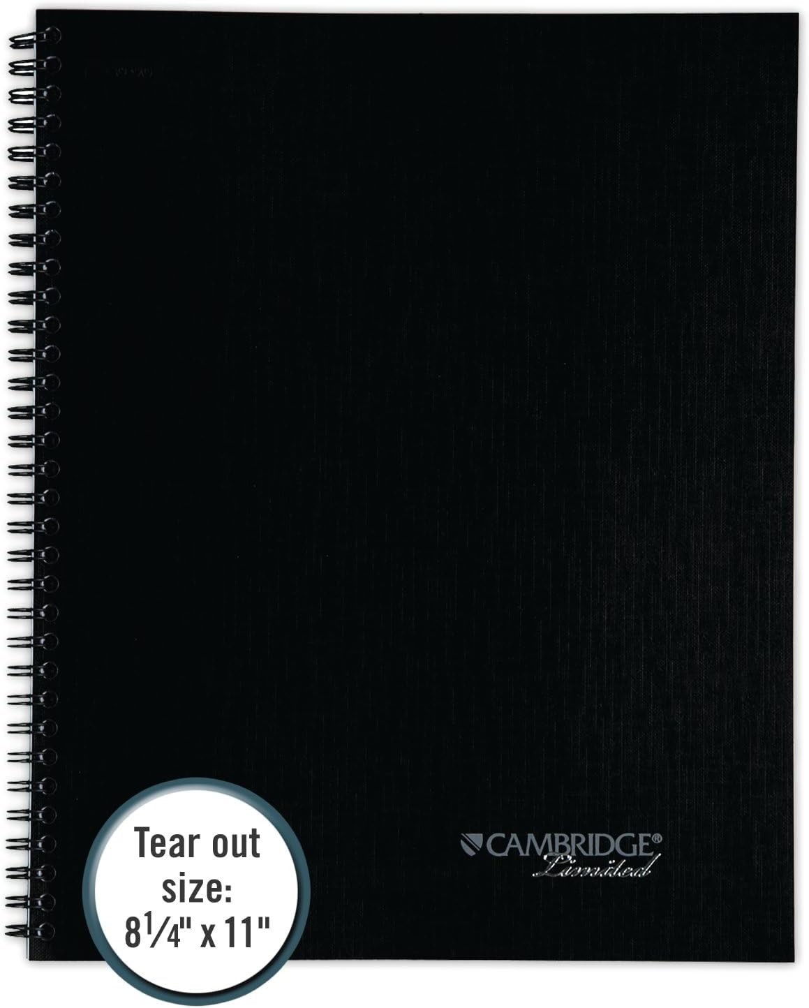 Cambridge Limited BusinessNotebook,8-1/2″x11″ Wirebound Planner,Black 06064