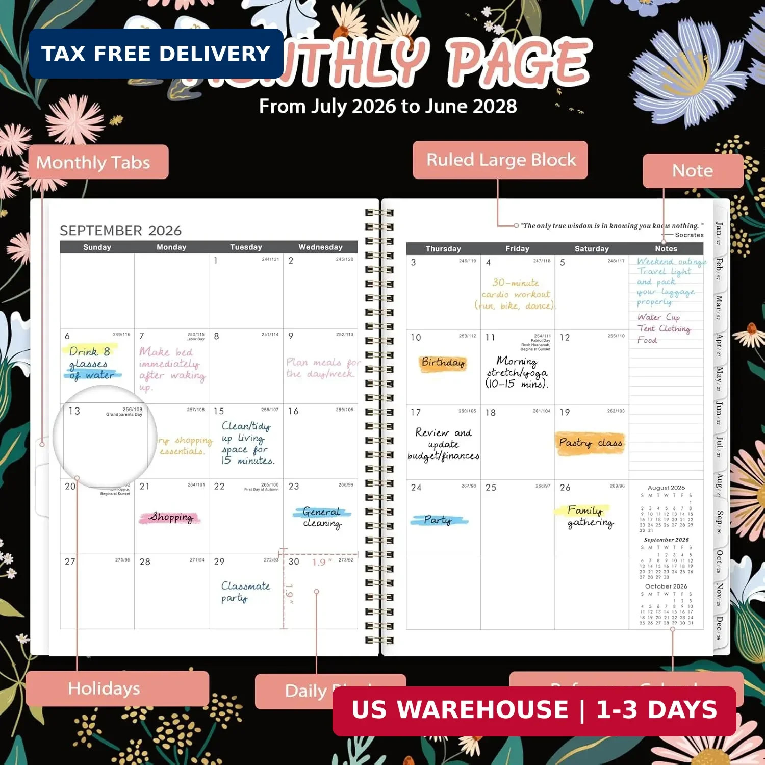 Monthly Planner 2026-2028 – 2 Year Planner 2026-2028, July 2026 – June 2028, 2 Y
