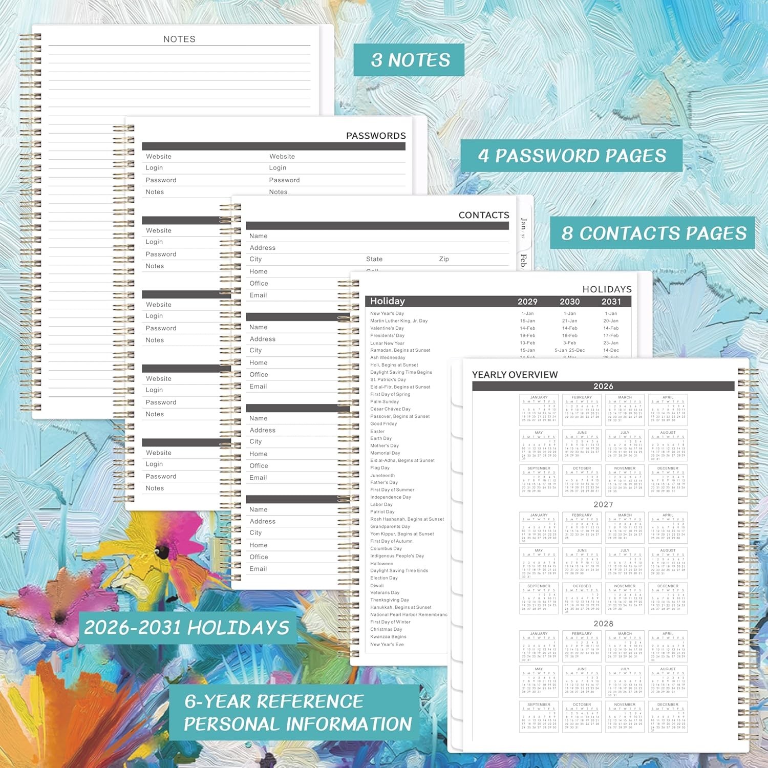 Monthly Planner 2026-2031 – Twin-Wire Binding