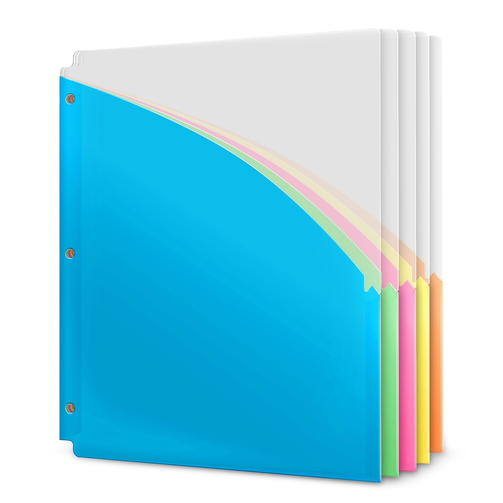 3 Ring Binder Pocket (1 Set, 5 Count) No Tab, Plastic Slash File Jackets for …