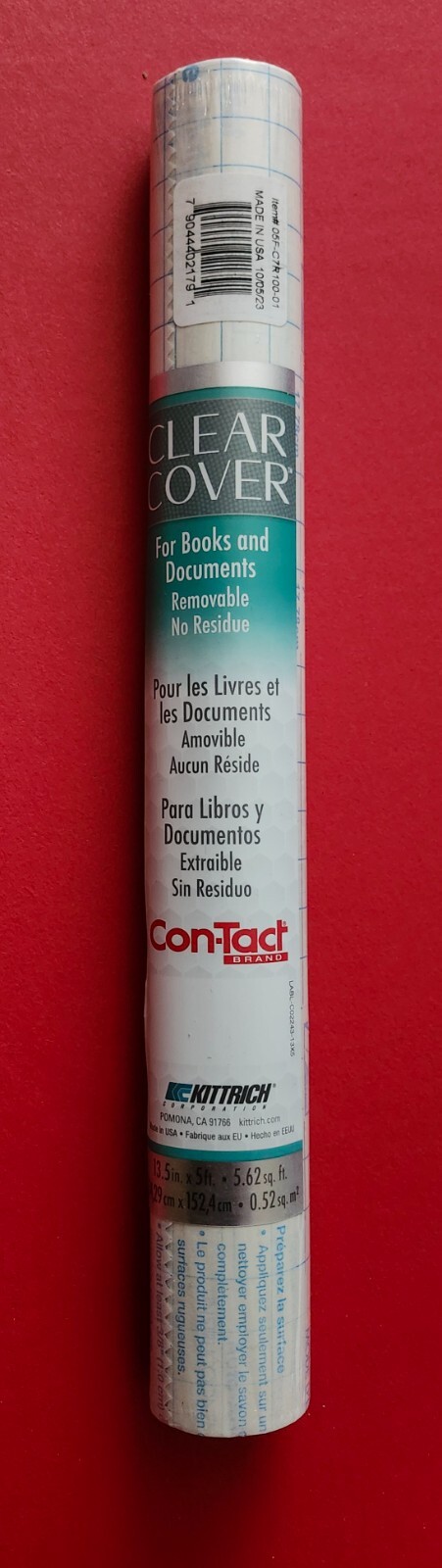 One Con-Tact Contact Clear Adhesive Cover 13.5 ” x 5 ft for Books Documents NIP