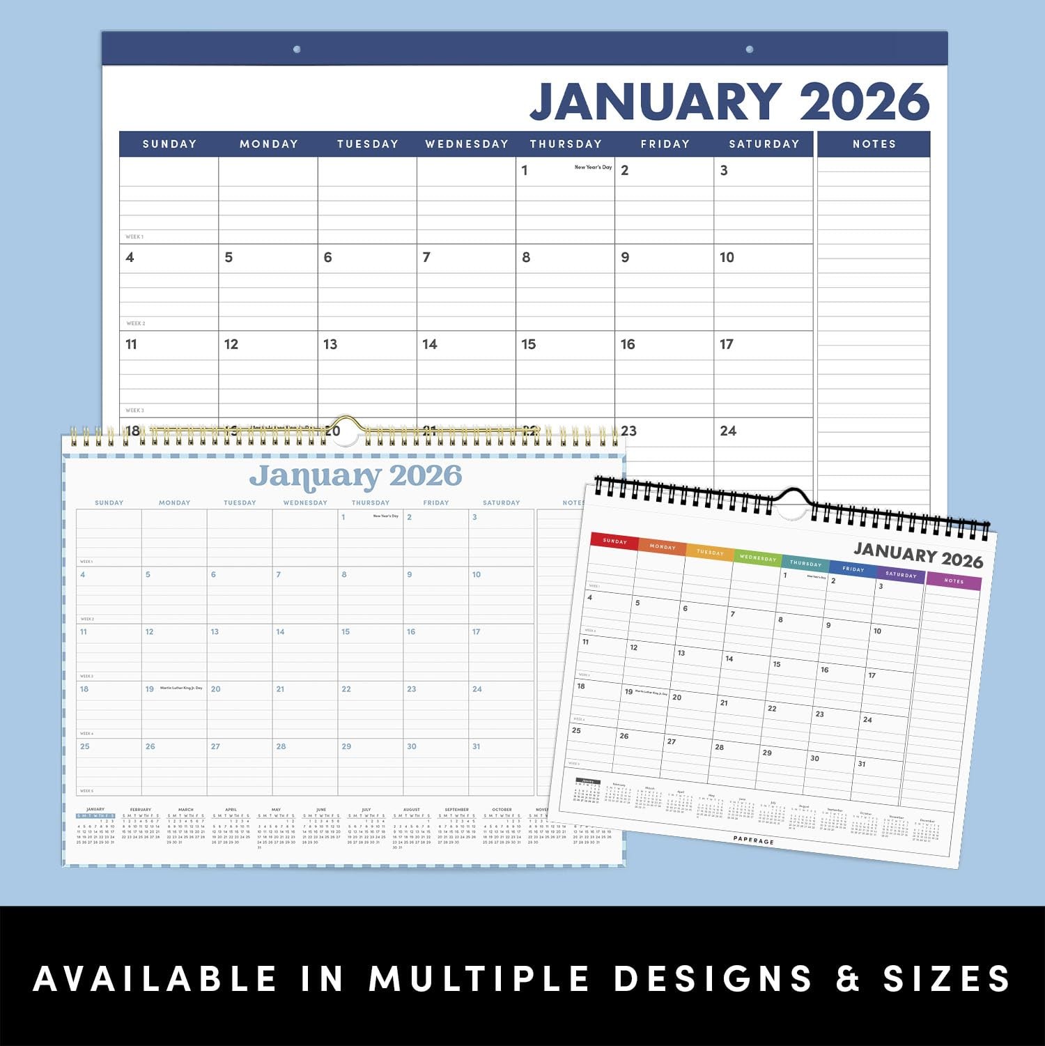 PAPERAGE 2026 Calendar, 12 Months (January 2026 – Small 2026, Raspberry