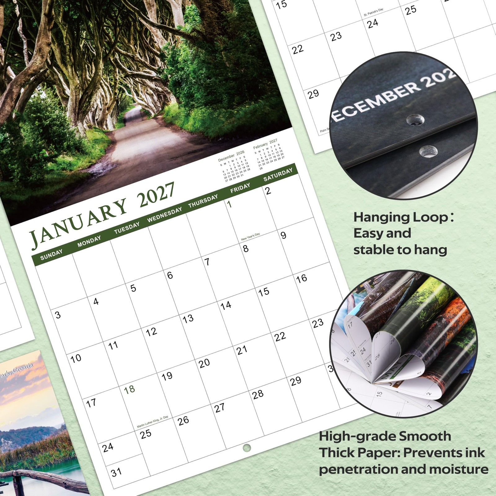Calendar 2026-2027 – Wall 18 months from Jul. 2026 – Blue