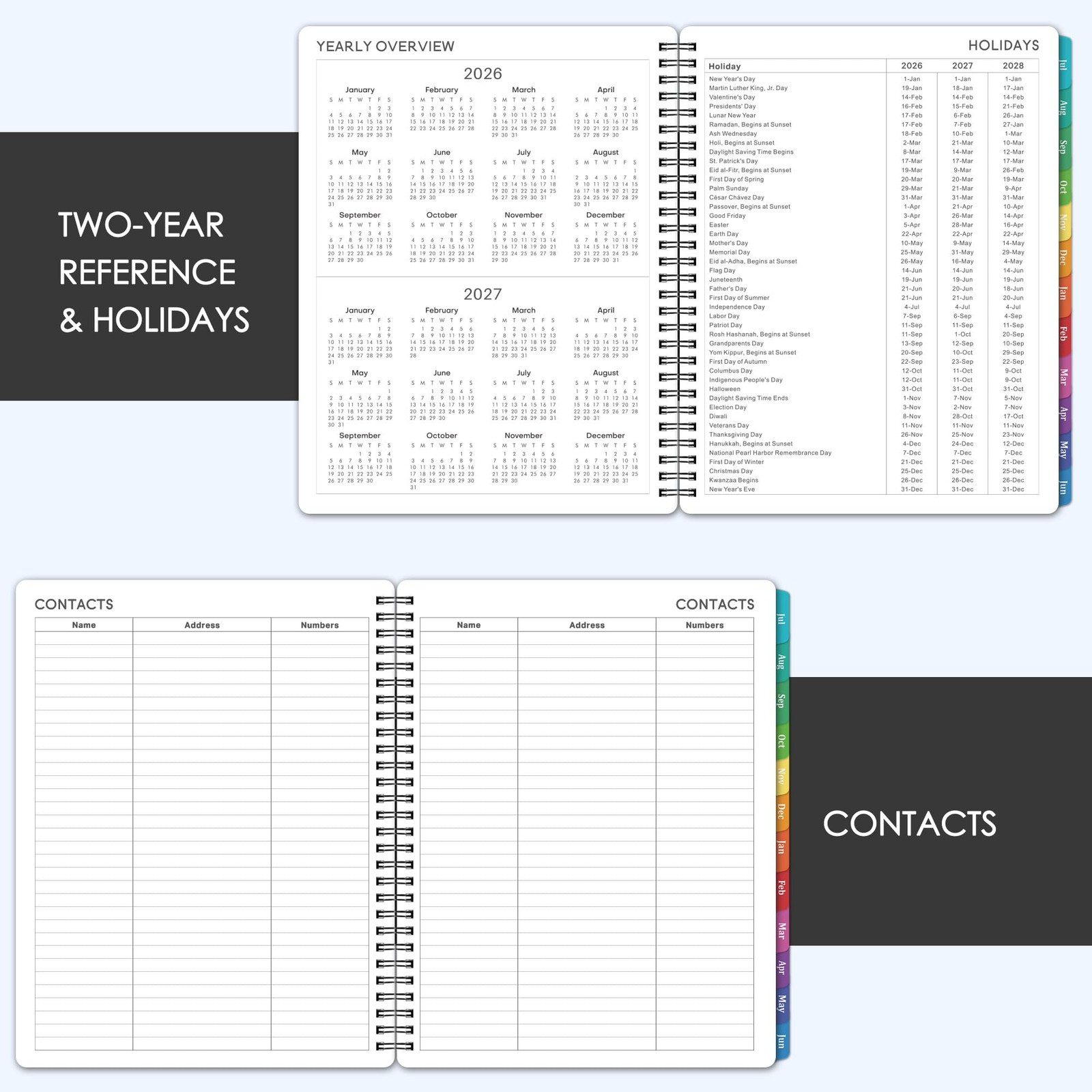 Planner 2026-2027 – 8” x 10”, JUL 2026 to JUN 2027, x black