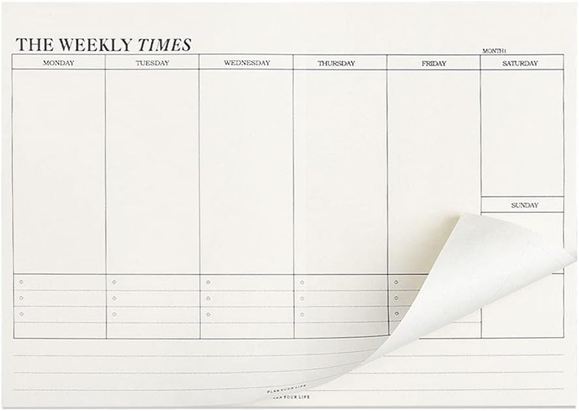 60 Sheets Weekly Pad, Tear Off Weekly Planner Notepad with Daily Schedule Weekly