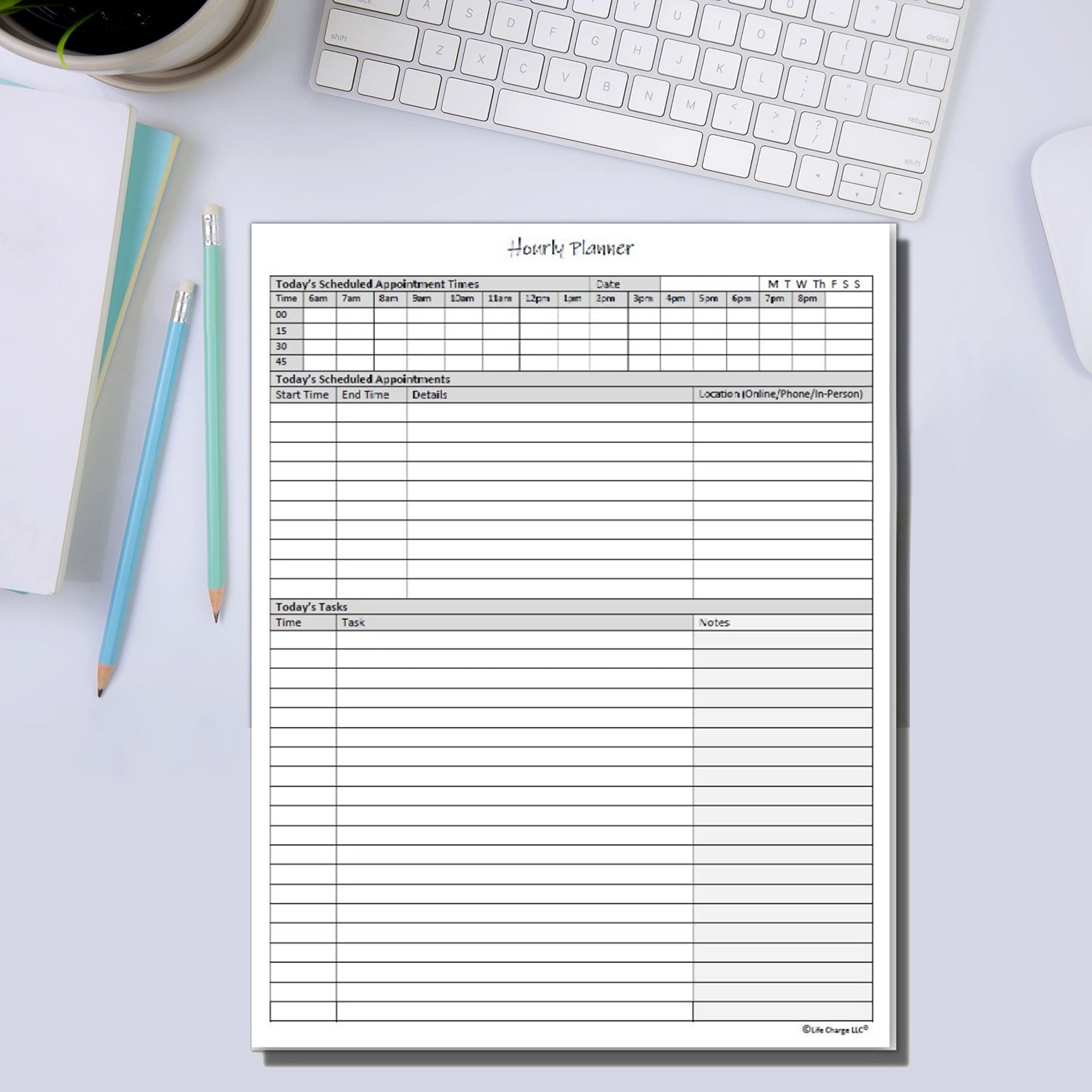 Hourly Planner Notepad. 60 Page Planning Pad w/Appointment Time Block, Task L…