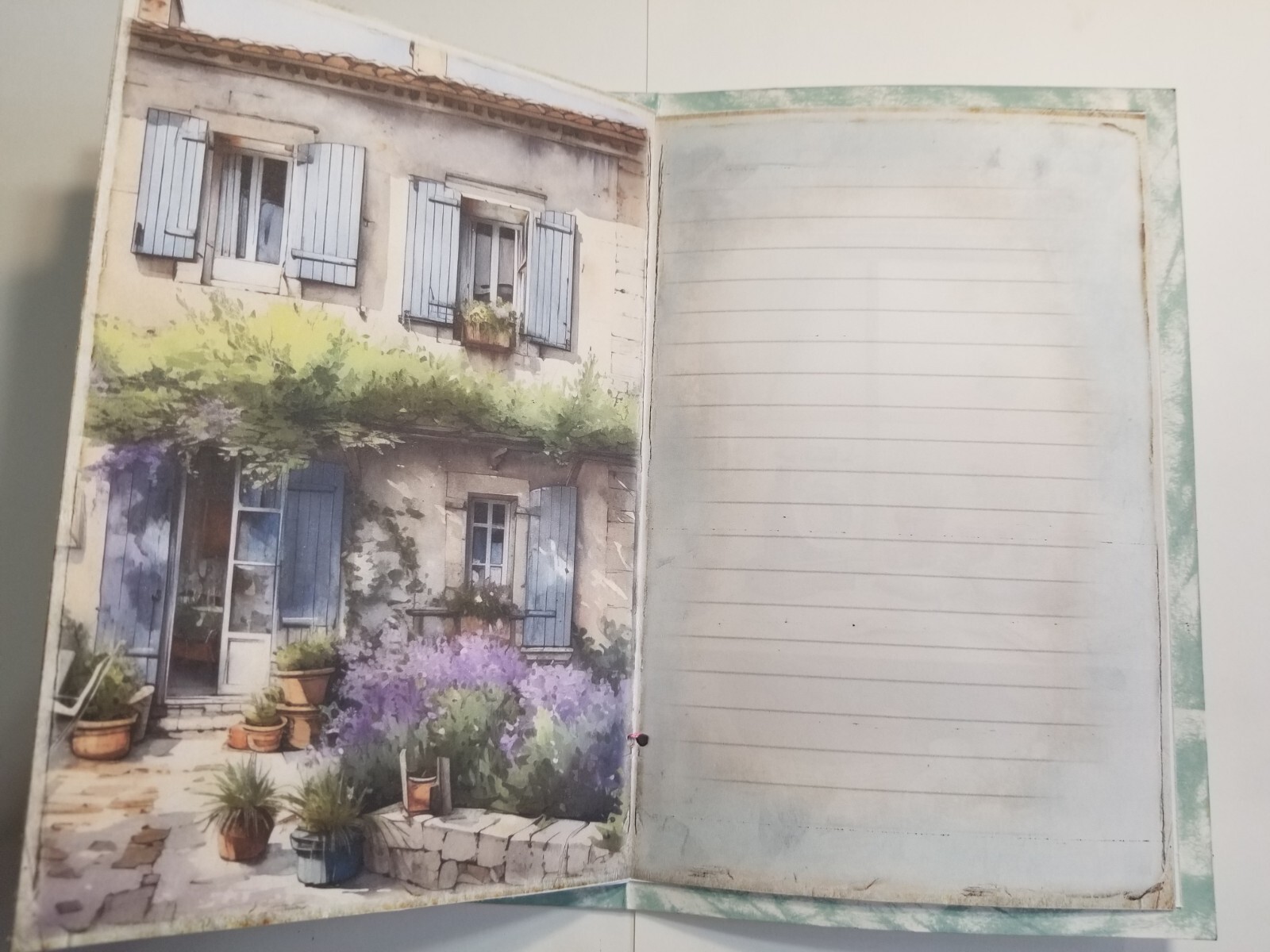 Junk Journal Blank Booklet “ARTIST’S STUDIO” HANDMADE PAINTING LG 8.5″x5.5″ 40pg