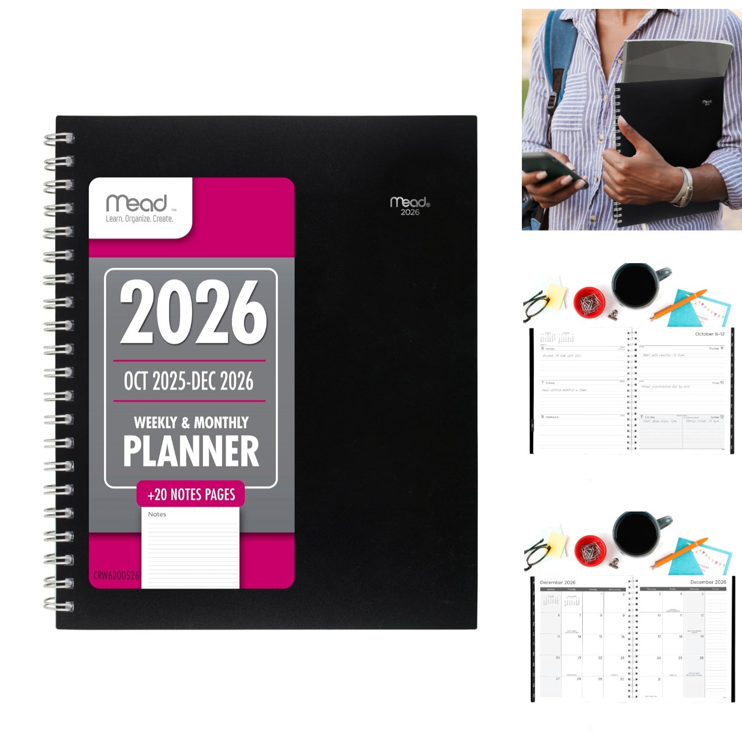 2026 Black Weekly/Monthly Planner, 8.5 x 11 – Covers All Your Planning Needs