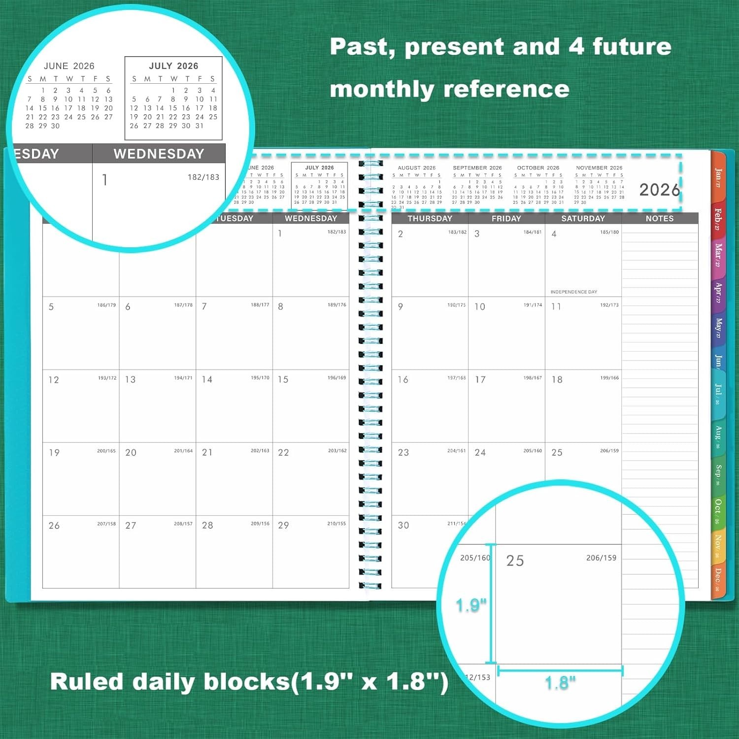 Elegant 2026-2027 Monthly Planner | 9×11 | Durable Twin-Wire Binding & Tabs