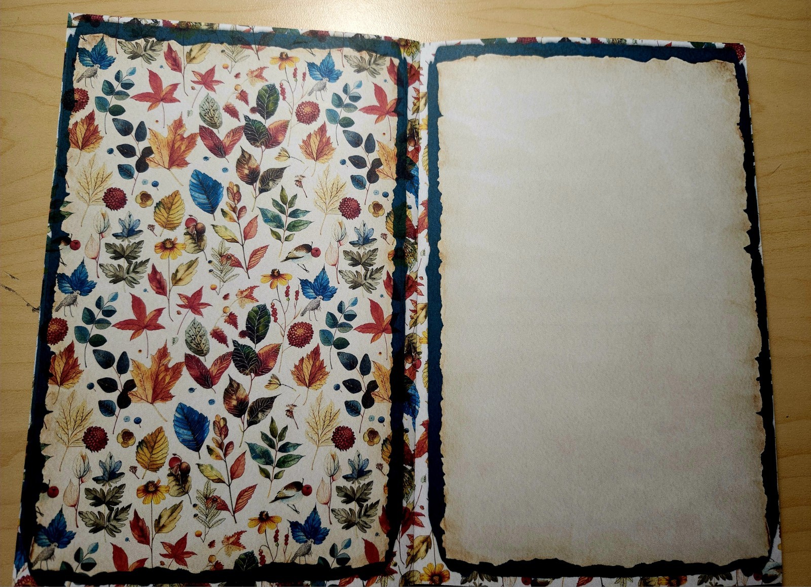 Junk Journal Booklet “FOLKLORE” Handmade Botanical Wildflowers Lg 8.5″x5.5″ 40pg