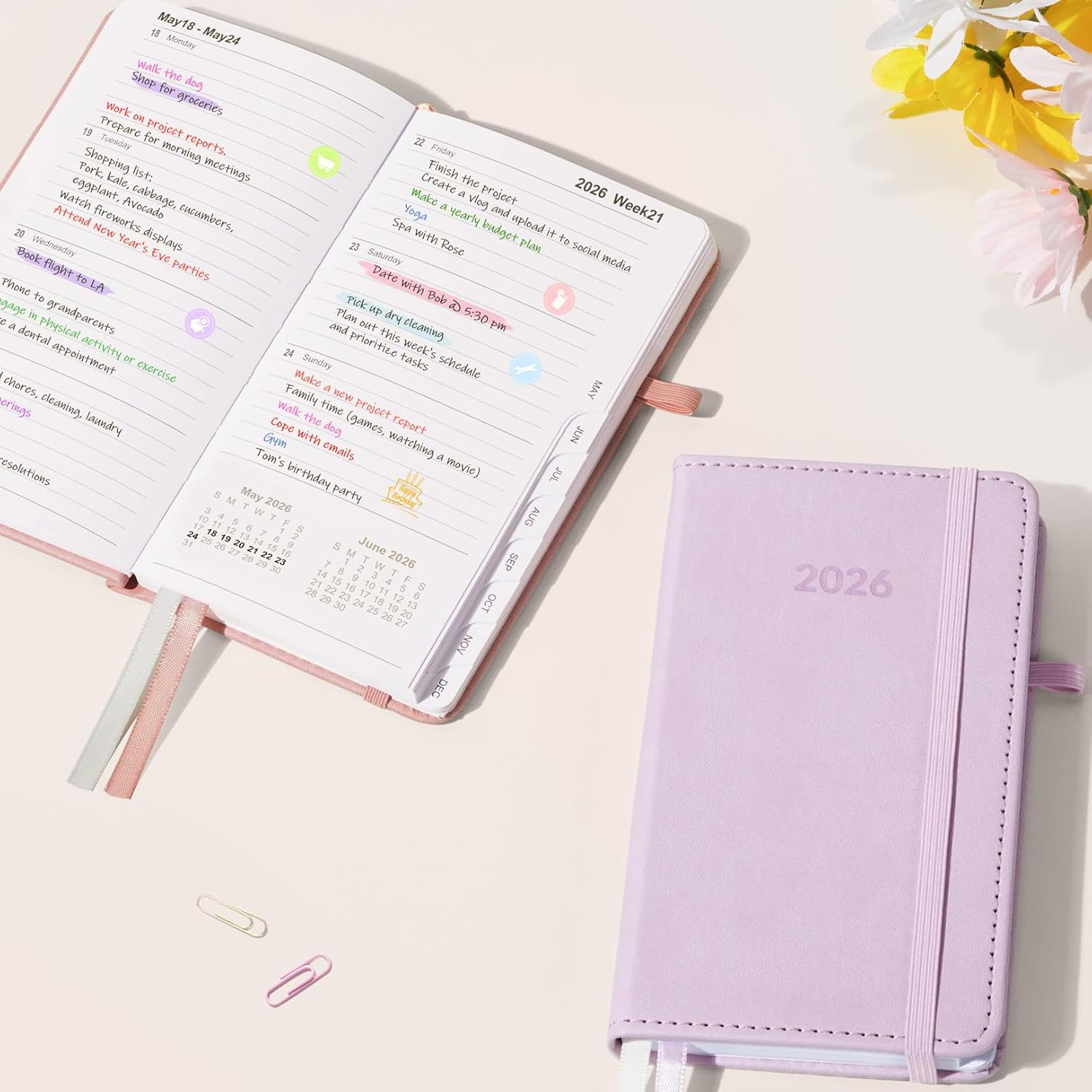 Pocket Planner 2026, Weekly Monthly Planners with Month Tabs for Purse, 3.5″ x 6