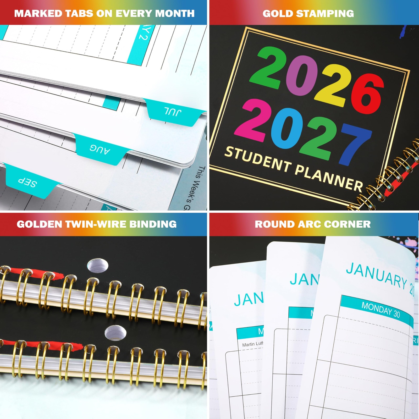 Student Planner 2026-2027 – Academic Organizer July 2026 – 9″ x 11″, Black