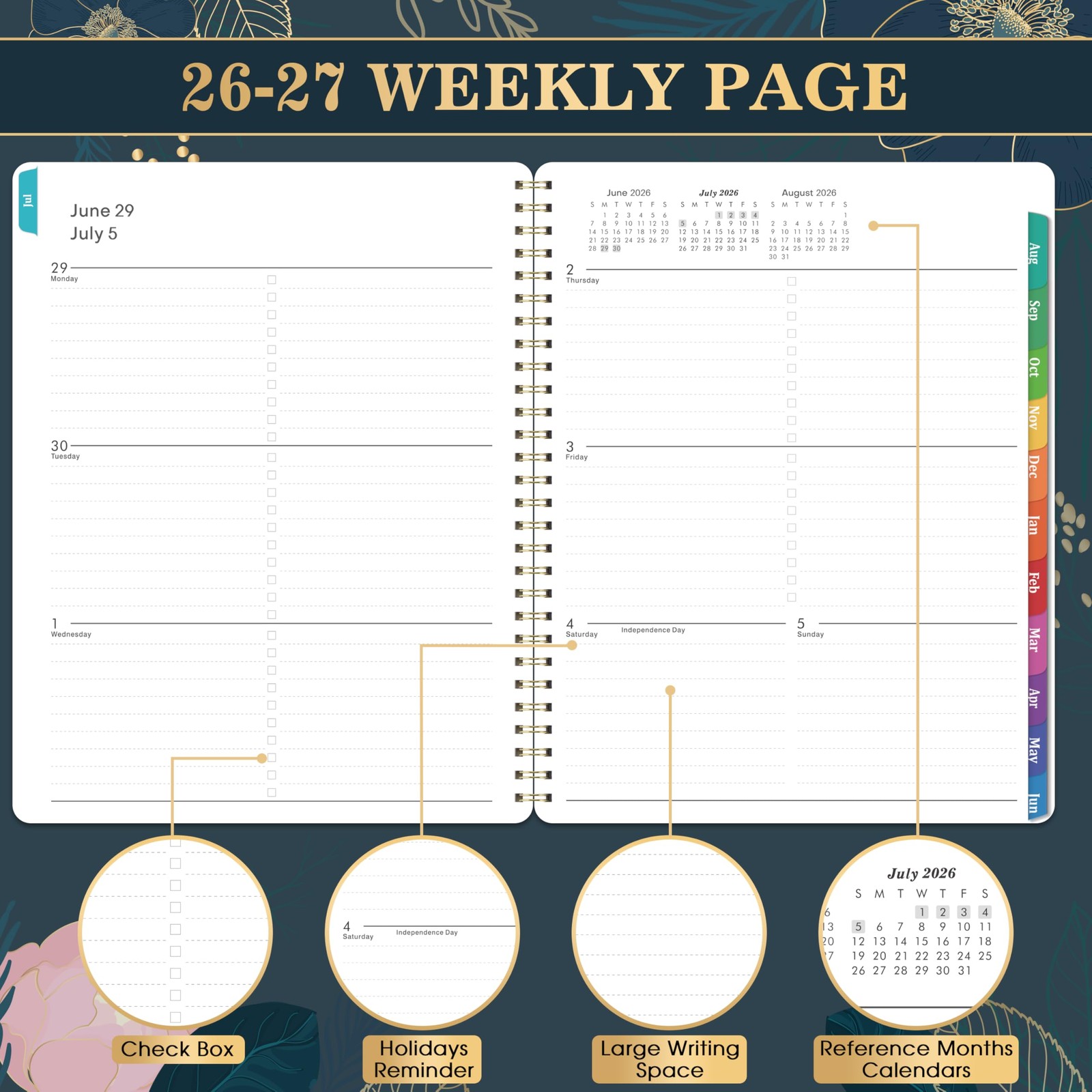 Planner 2026-2027 – Academic 2026-2027, Weekly 8″ x 10″, Dark Blue