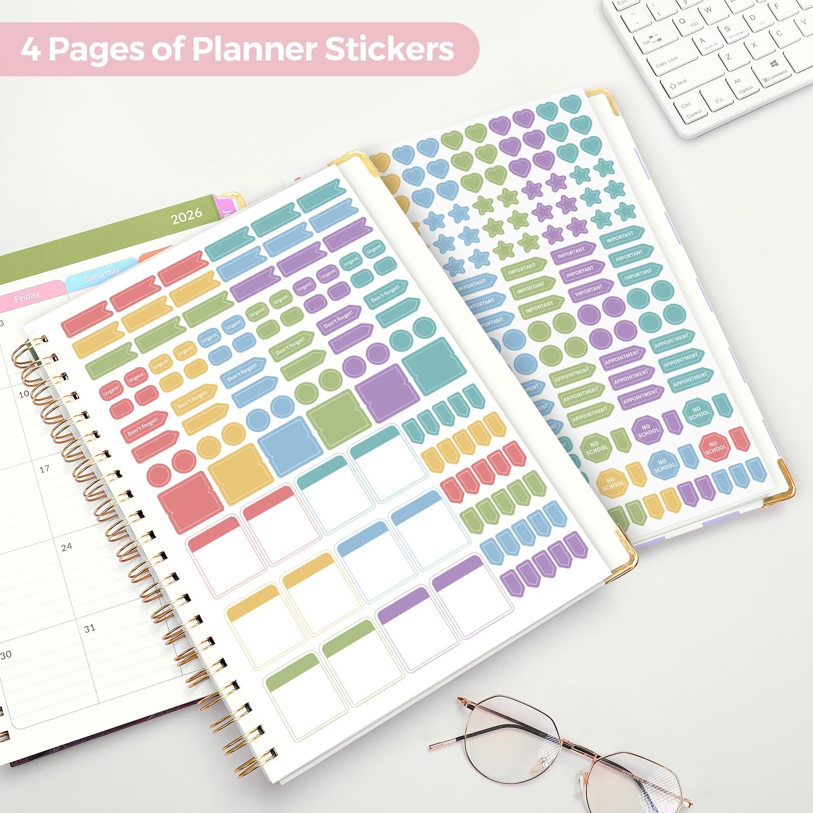 SKYDUE Teacher Planner 2026-2027 Academic Year, 8.5″ x x 11″, FloralA