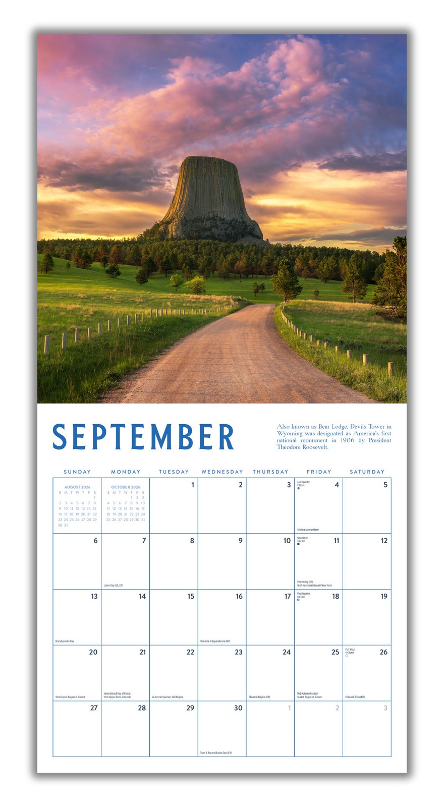 American Landscape Calendar 2026 | 12″ x 24″ 12 Months | Marble City Press