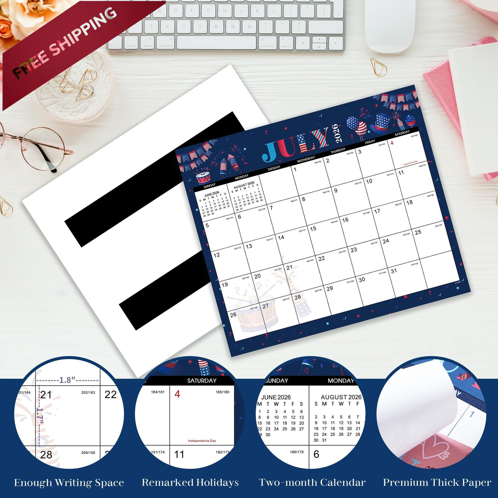 2026-2027 Magnetic Calendar – for Refrigerator Colorful