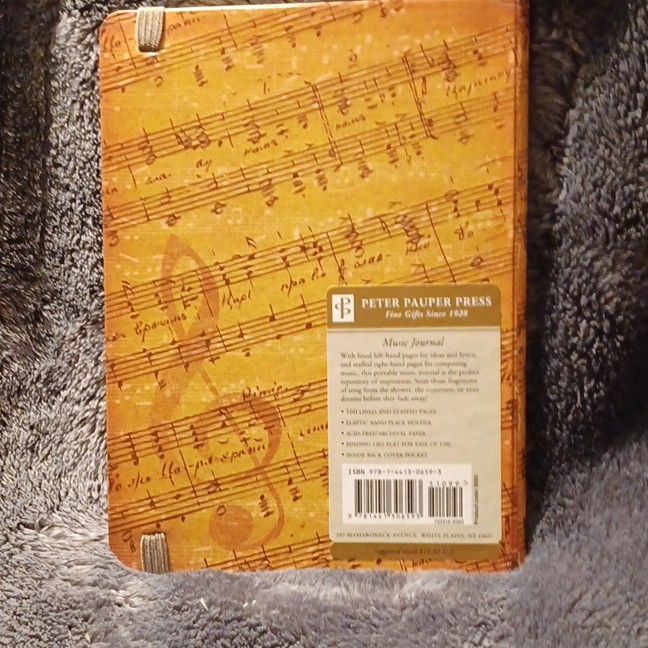 Blank Journal Notebook with Musical Notes Cover and Elastic Closure