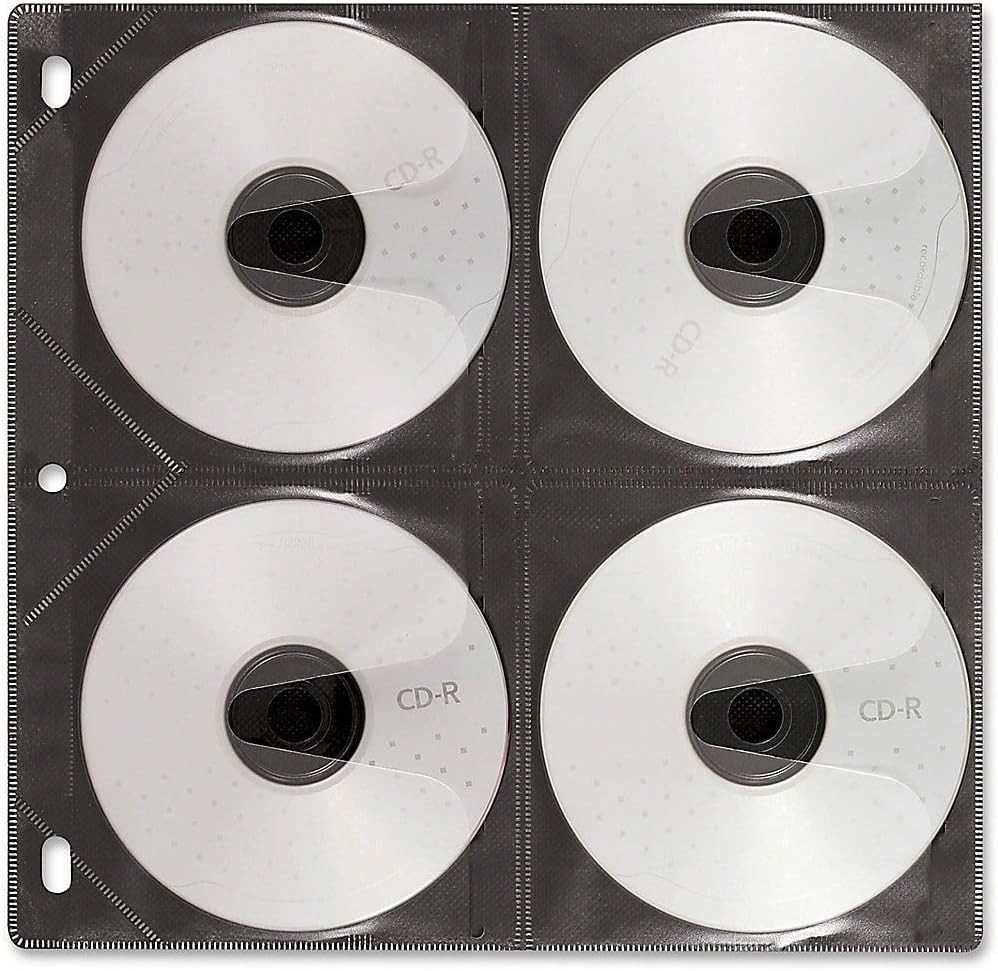 Vaultz CD Insert Pages, 3 Hole Punched, 10 x 10.875 Inches, 8 CDs/Page, 50 Pa…