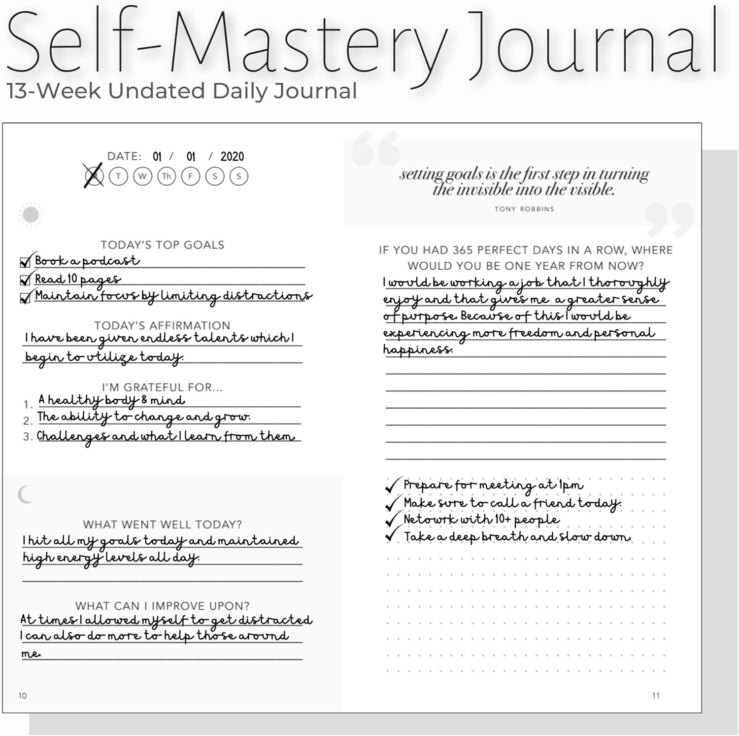 Self Mastery Journal for Men 5 Minute Gratitude and Reflection Journal