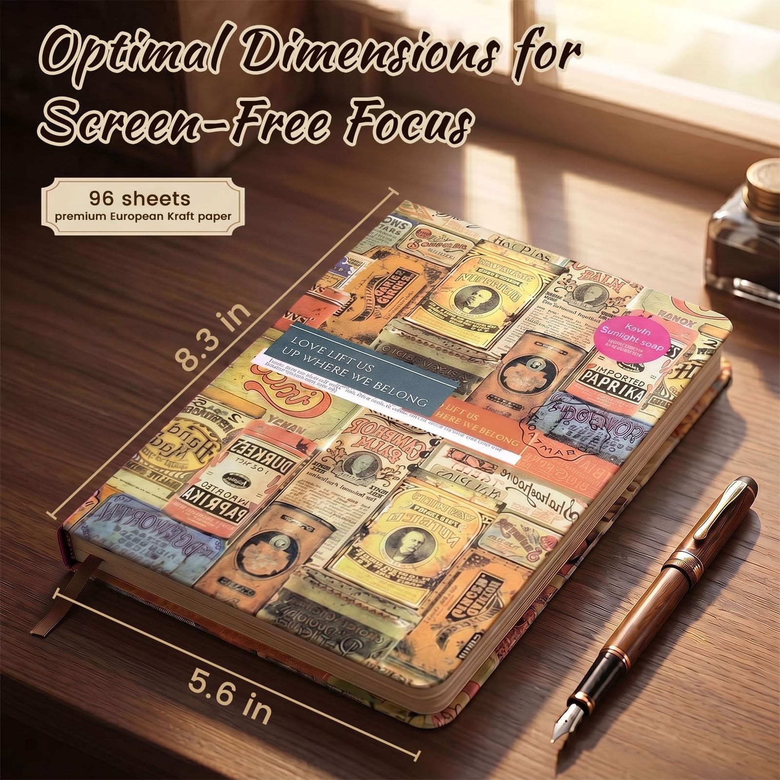 A5 Vintage Travel Journals for Women, European Kraft paper Diary Color Illust…