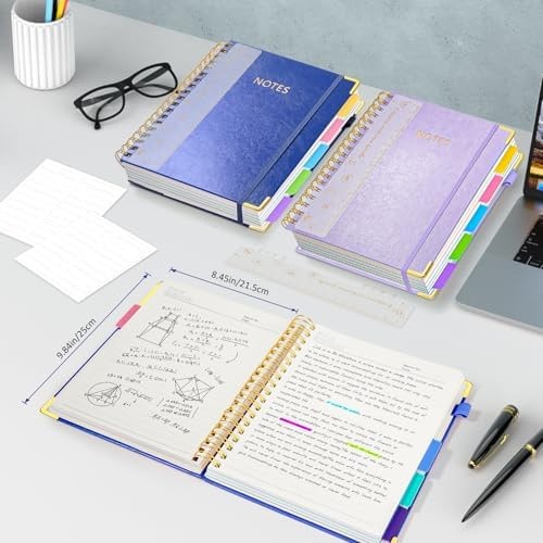 Hardcover Spiral Notebook Journal with Removable PVC Dividers – 8” x 10” La…
