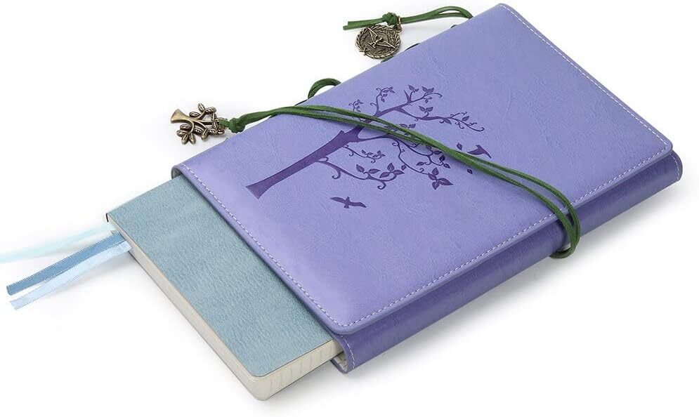 Vintage Purple Faux Leather Refillable Writing Journal – Slim A5 Diary Notebook