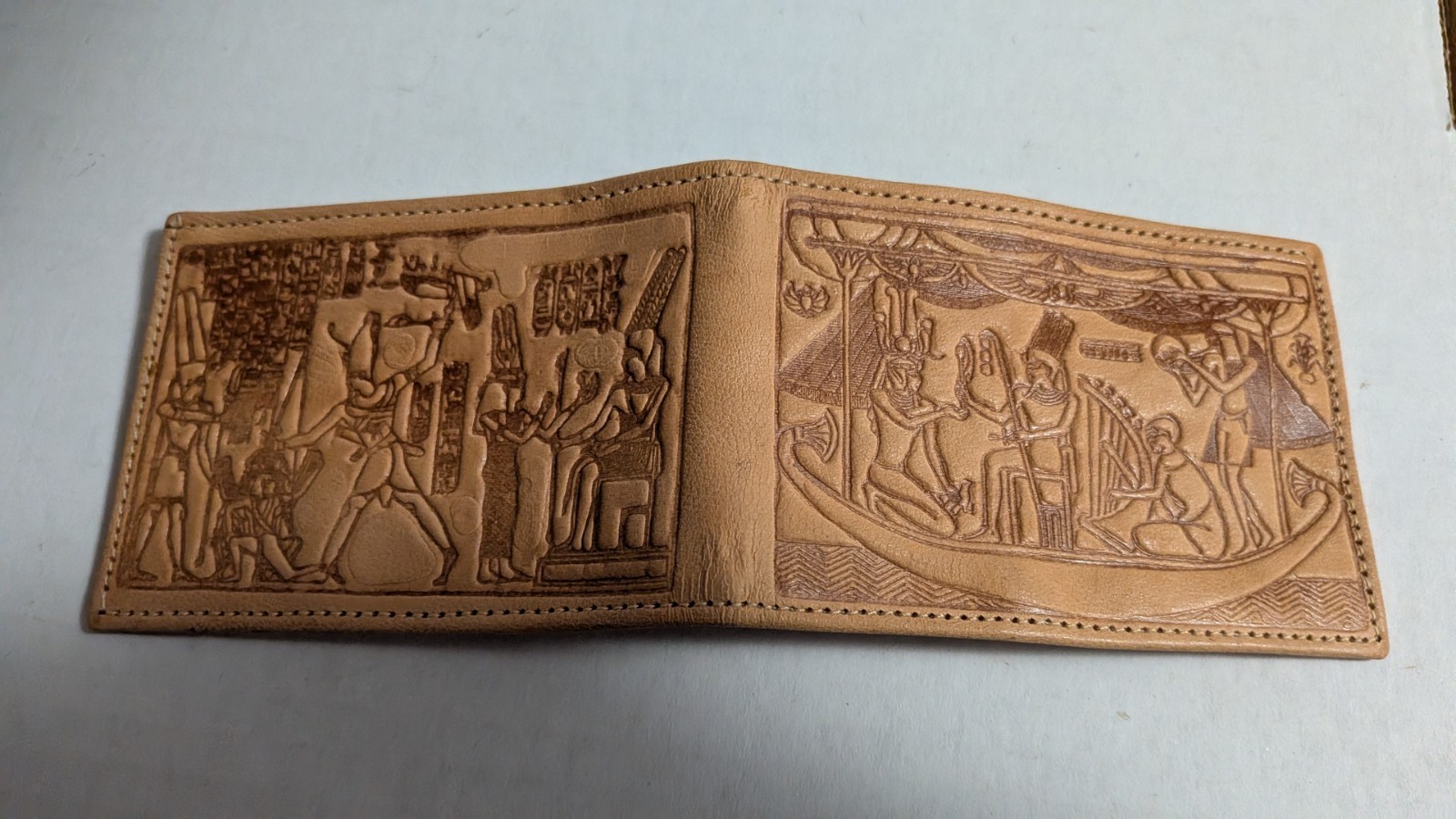 Vintage Egyptian Hand Tooled Leather Pocket Notebook Memo Book Journal Pharaoh