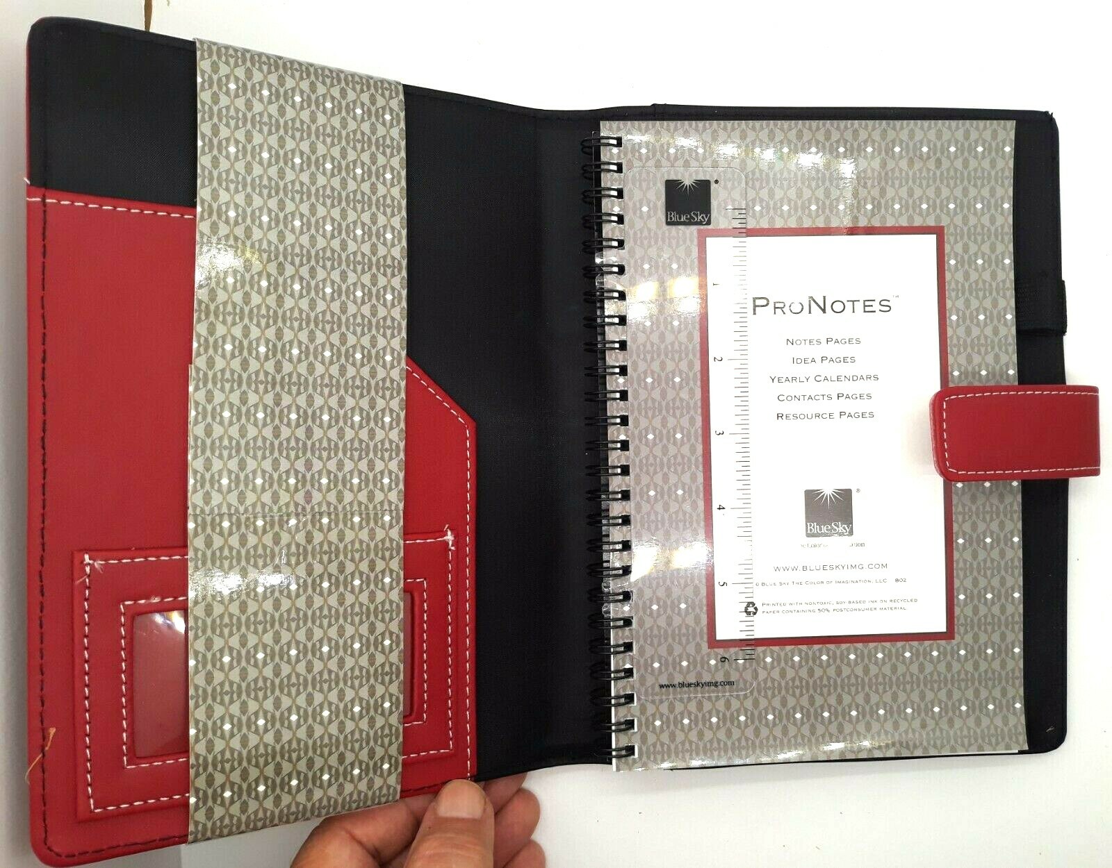 Blue Sky Pro Notes Red Notebook / Planner Faux Leather #11225 8 1/2″ x 5″