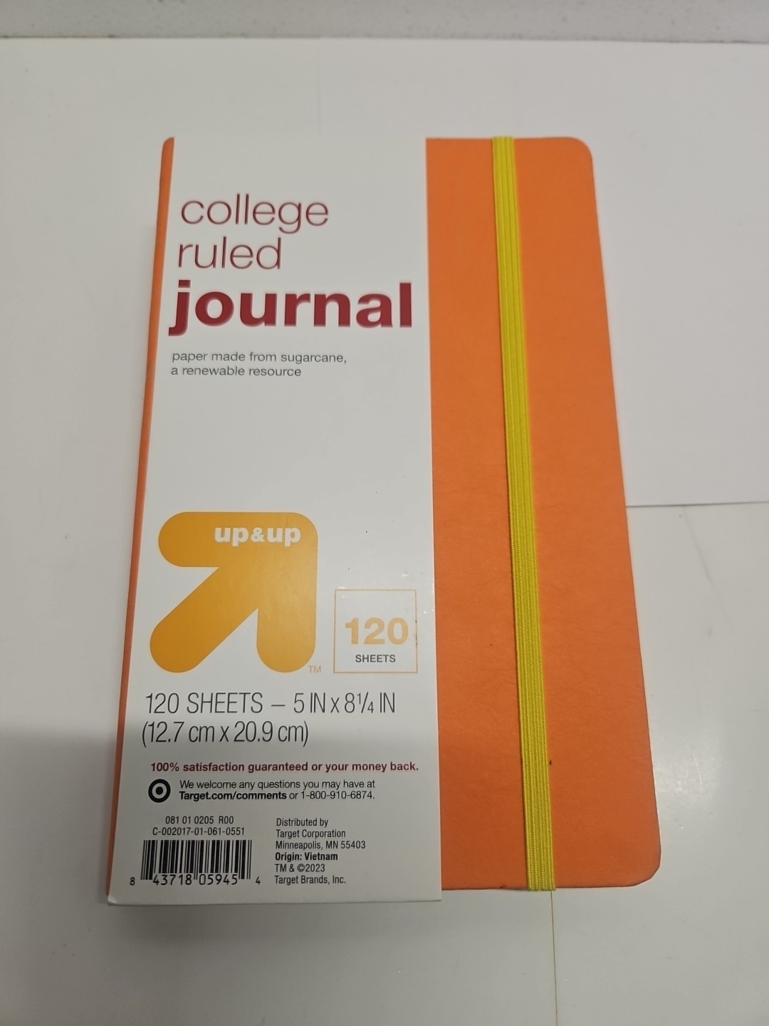 UP & UP COLLEGE RULED JOURNAL 120 SHEETS 5 IN X 8.50 IN SUGARCANE PAPER ORANGE