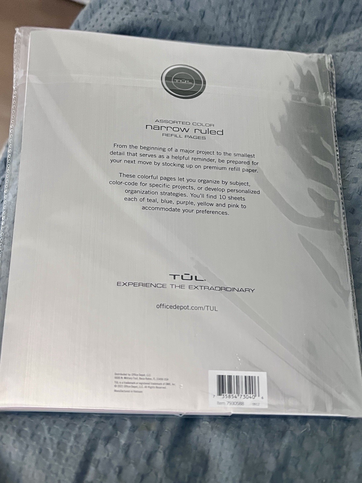 TUL Refill Pages Size Narrow Ruled 50 Sheets Pages Assorted Pastel Colors